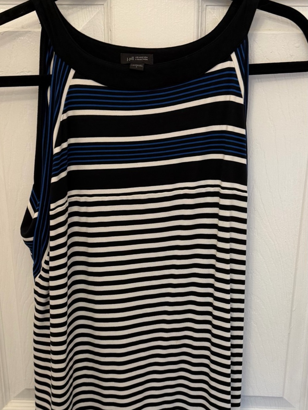 J. Jill Black White and Blue Striped Maxi Dress